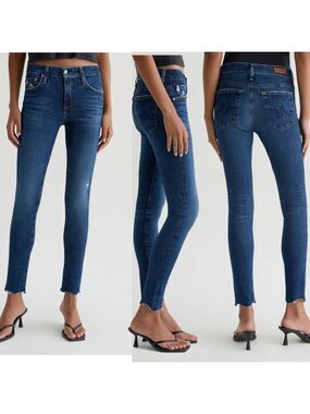 Adriano Goldschmied blue Wash the farrah skinny high rise ankle denim jeans 25R